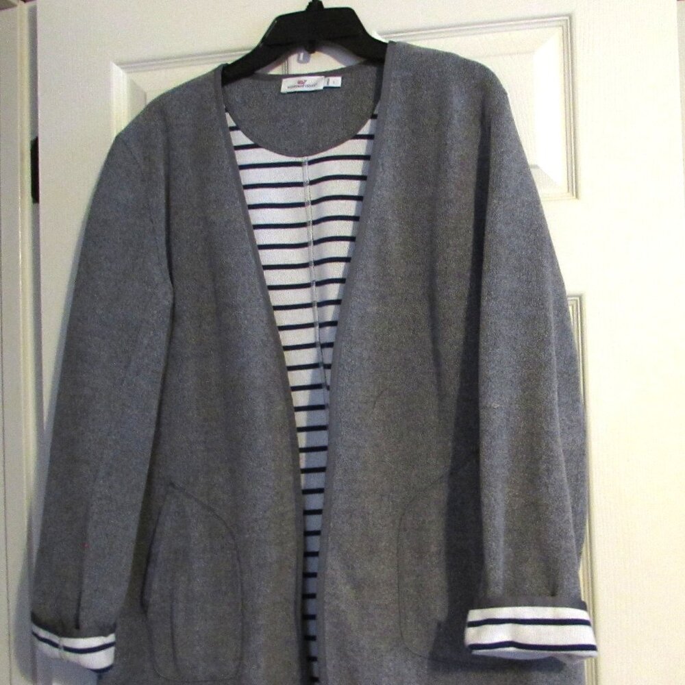 Vineyard Vines Sweater Fleece Open Cardigan Size L